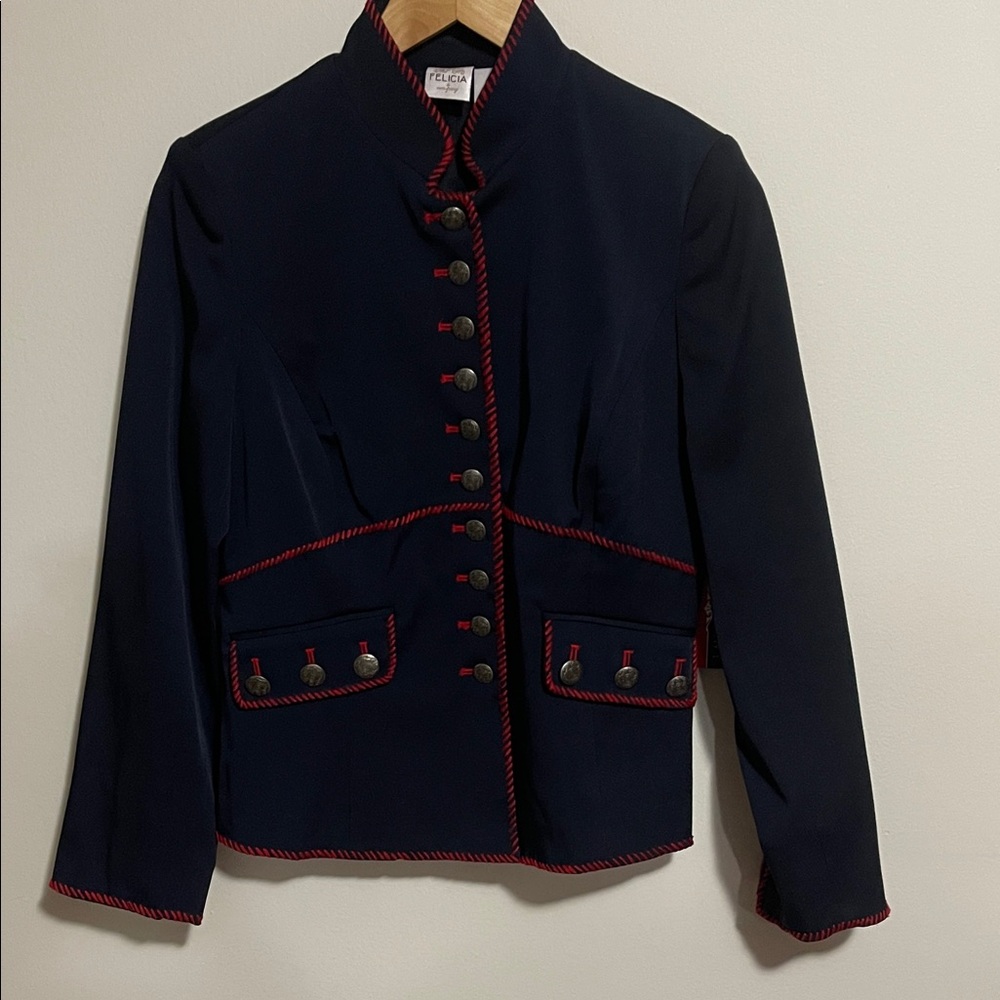 Felicia & Company Ladies Dark Blue Blazer with Red Trim SZ 6